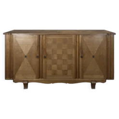 Enfilade Art déco en chêne à marqueterie damier trois portes années 40