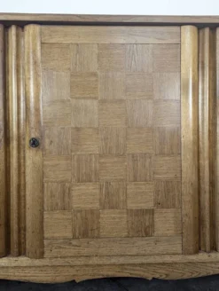 Enfilade Art déco en chêne à marqueterie damier trois portes années 40