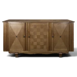 Enfilade Art déco en chêne à marqueterie damier trois portes années 40