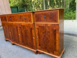 Enfilade / Buffet Secrétaire de Style Anglais — Ronce de Bois & Cuir