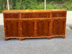 Enfilade / Buffet Secrétaire de Style Anglais — Ronce de Bois & Cuir