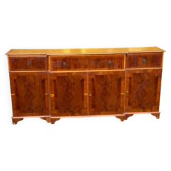 Enfilade / Buffet Secrétaire de Style Anglais — Ronce de Bois & Cuir