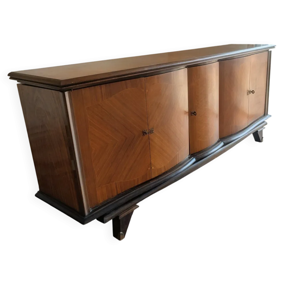 Enfilade-Buffet Vintage Louis XVI Modernisé. Marqueterie en Chevrons