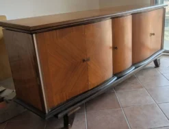 Enfilade-Buffet Vintage Louis XVI Modernisé. Marqueterie en Chevrons