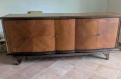 Enfilade-Buffet Vintage Louis XVI Modernisé. Marqueterie en Chevrons