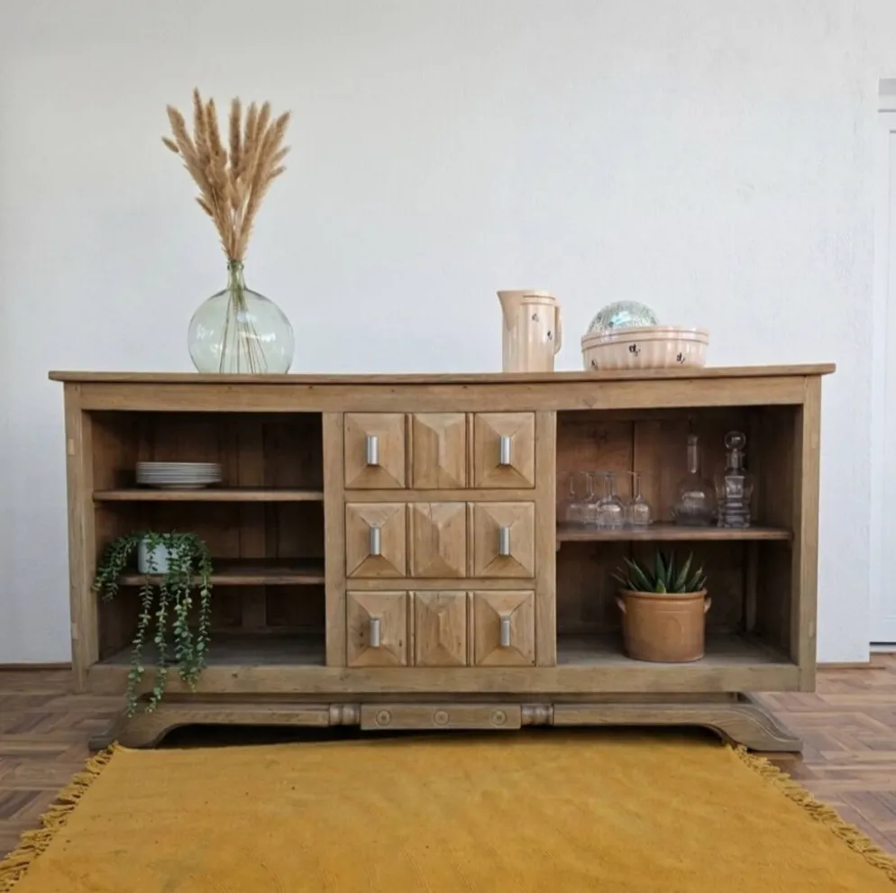 Enfilade chêne massif style brutaliste