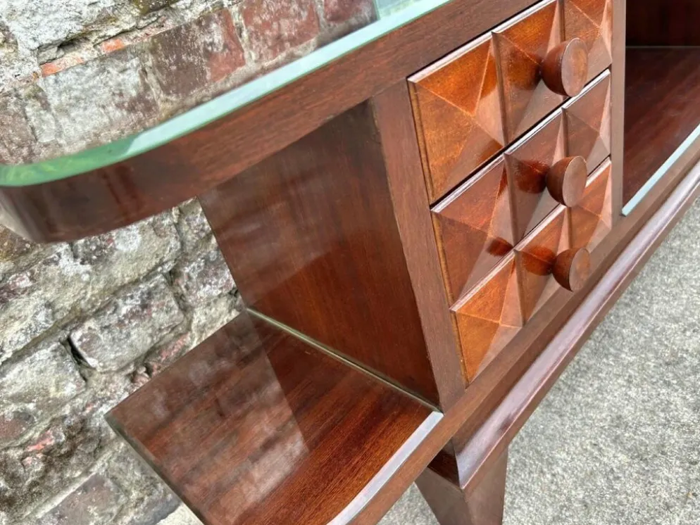 Enfilade coiffeuse art déco en acajou, meuble d’entrée vintage