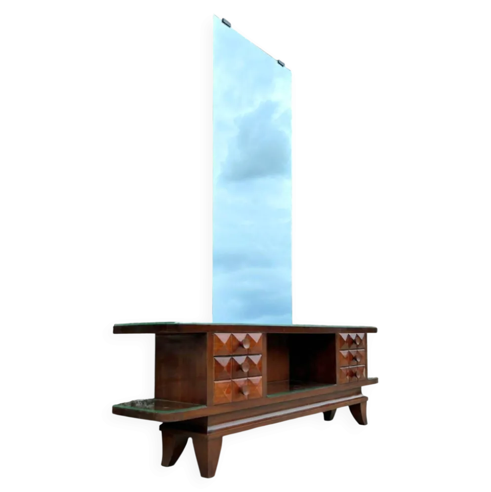 Enfilade coiffeuse art déco en acajou, meuble d’entrée vintage
