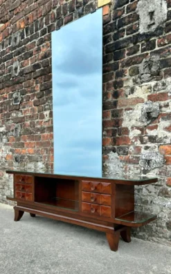 Enfilade coiffeuse art déco en acajou, meuble d’entrée vintage
