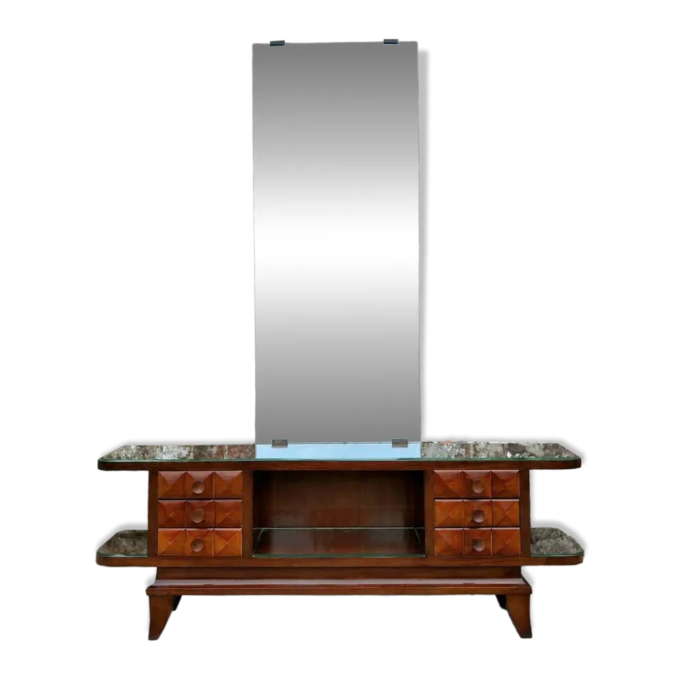 Enfilade coiffeuse art déco en acajou, meuble d’entrée vintage