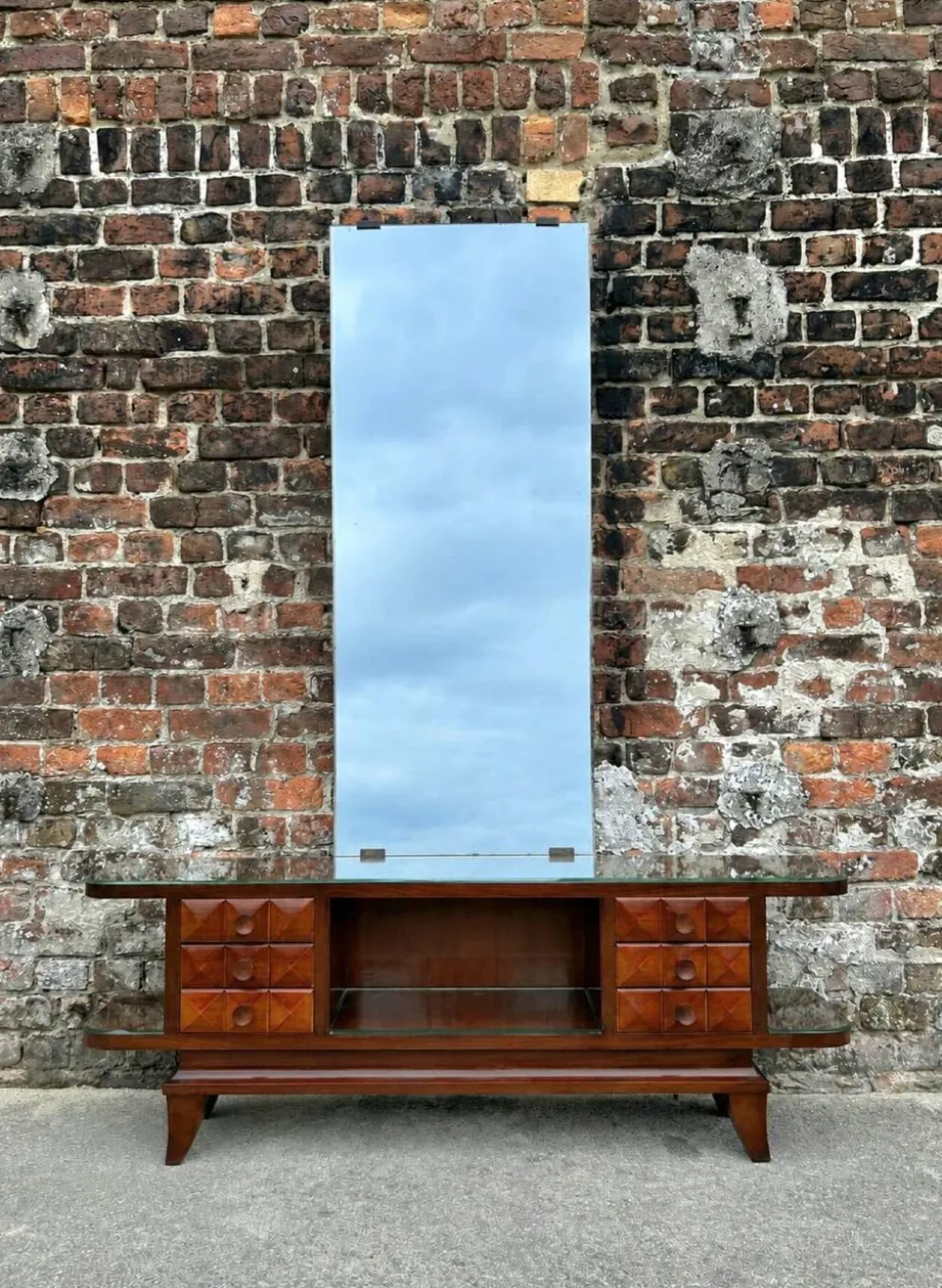 Enfilade coiffeuse art déco en acajou, meuble d’entrée vintage