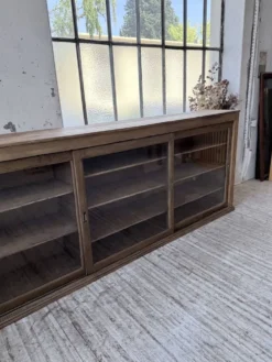 Enfilade de métier XXL 3m pin et chêne portes vitrées