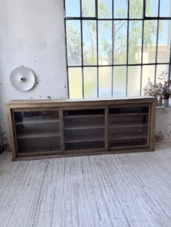 Enfilade de métier XXL 3m pin et chêne portes vitrées