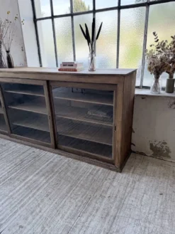 Enfilade de métier XXL 3m pin et chêne portes vitrées