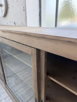 Enfilade de métier XXL 3m pin et chêne portes vitrées