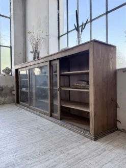 Enfilade de métier XXL 3m pin et chêne portes vitrées