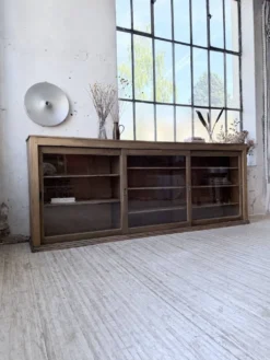Enfilade de métier XXL 3m pin et chêne portes vitrées