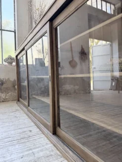 Enfilade de métier XXL 3m pin et chêne portes vitrées