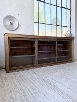 Enfilade de métier XXL 3m pin et chêne portes vitrées