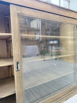 Enfilade de métier XXL 3m pin et chêne portes vitrées