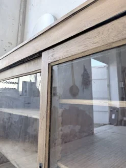 Enfilade de métier XXL 3m pin et chêne portes vitrées