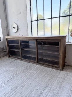 Enfilade de métier XXL 3m pin et chêne portes vitrées