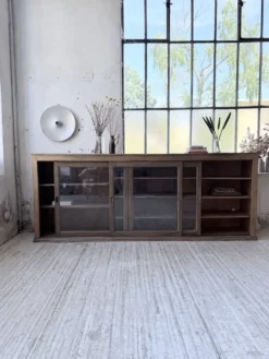 Enfilade de métier XXL 3m pin et chêne portes vitrées