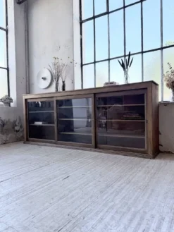 Enfilade de métier XXL 3m pin et chêne portes vitrées