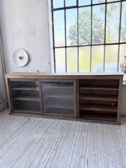 Enfilade de métier XXL 3m pin et chêne portes vitrées