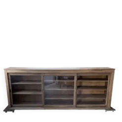 Enfilade de métier XXL 3m pin et chêne portes vitrées