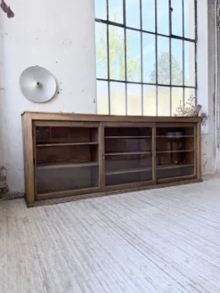 Enfilade de métier XXL 3m pin et chêne portes vitrées