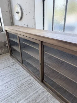 Enfilade de métier XXL 3m pin et chêne portes vitrées