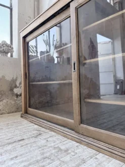 Enfilade de métier XXL 3m pin et chêne portes vitrées