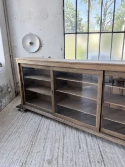 Enfilade de métier XXL 3m pin et chêne portes vitrées