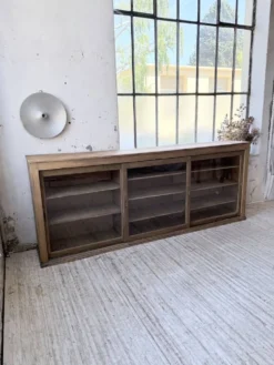 Enfilade de métier XXL 3m pin et chêne portes vitrées