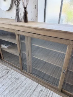 Enfilade de métier XXL 3m pin et chêne portes vitrées