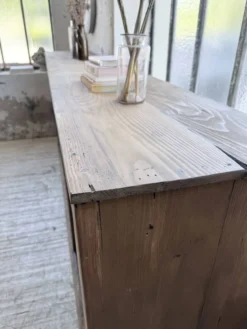 Enfilade de métier XXL 3m pin et chêne portes vitrées