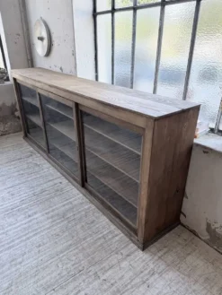 Enfilade de métier XXL 3m pin et chêne portes vitrées