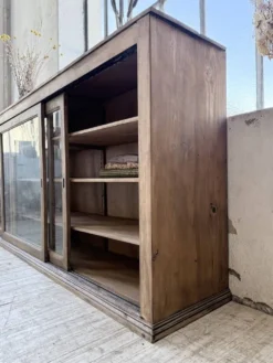 Enfilade de métier XXL 3m pin et chêne portes vitrées