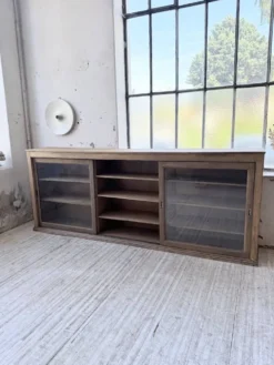 Enfilade de métier XXL 3m pin et chêne portes vitrées