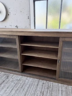 Enfilade de métier XXL 3m pin et chêne portes vitrées