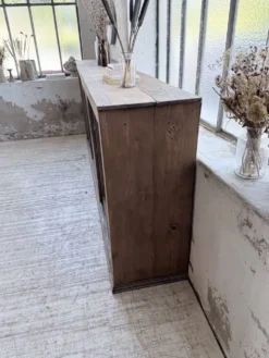 Enfilade de métier XXL 3m pin et chêne portes vitrées