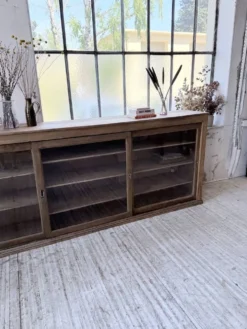 Enfilade de métier XXL 3m pin et chêne portes vitrées