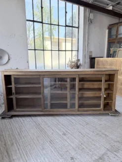 Enfilade de métier XXL 3m pin et chêne portes vitrées