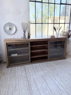 Enfilade de métier XXL 3m pin et chêne portes vitrées