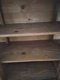 Enfilade en bois ancien,trois portes vitrées coulissantes