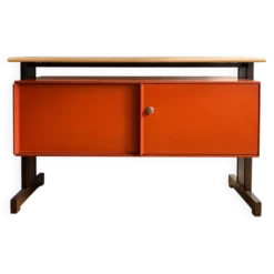 Enfilade en Métal Orange par Ettore Sottsass pour Olivetti, Italie, 19