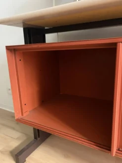 Enfilade en Métal Orange par Ettore Sottsass pour Olivetti, Italie, 19