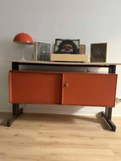 Enfilade en Métal Orange par Ettore Sottsass pour Olivetti, Italie, 19