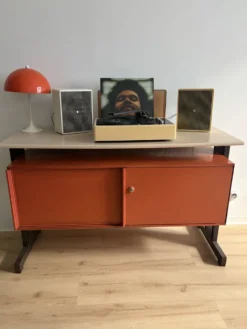 Enfilade en Métal Orange par Ettore Sottsass pour Olivetti, Italie, 19